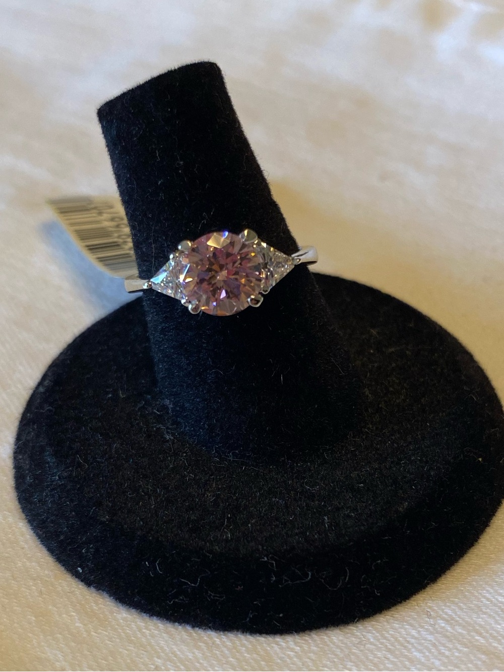 Sparkling Pink Center Stone Silver Ring for Women, Size 7